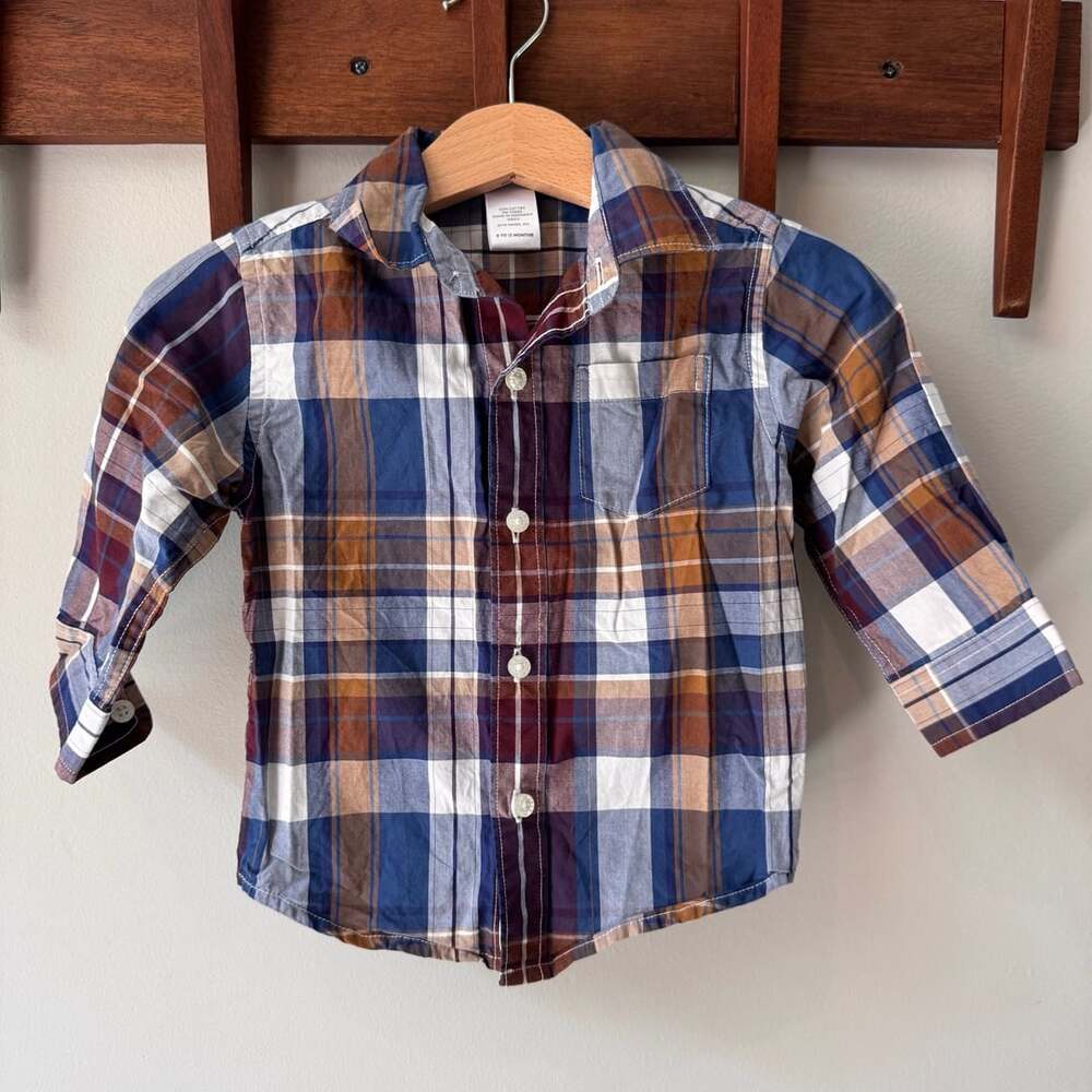 Janie and Jack Long Sleeve Plaid Button-Down Shirt